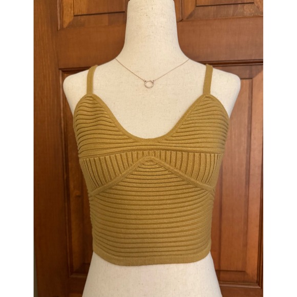 Aerie Top Womens M Take Charge‎ Ribbed Sweater Corset Tank Golden Amber - Picture 3 of 7